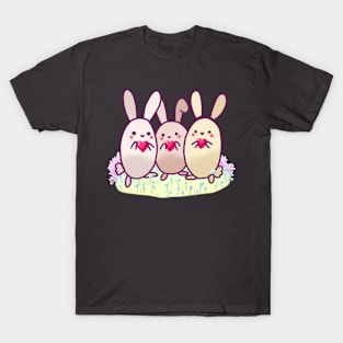 Three cute bunnies with hearts T-Shirt